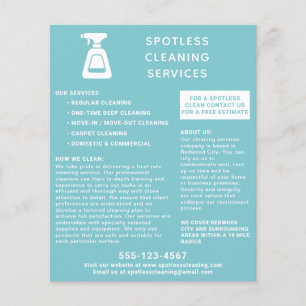 Flyer Botella de Spray para Empresa de Limpieza Azul Acu