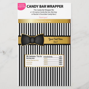 Flyer Bow Tie Gold Black Candy Wrapper Bar Chocolate