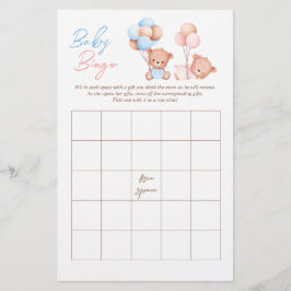 Flyer Boy Chica Twins Teddy Bear BINGO Juego de Baby Sho