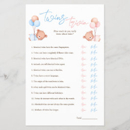 Flyer Boy Chica Twins Trivia Juego de Baby Shower