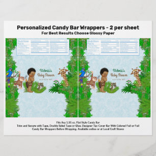 Flyer Boy Safari Baby Shower Candy Bar Wrapper