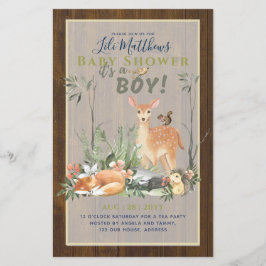 Flyer Boys Woodland Animals Forest Baby Shower invita