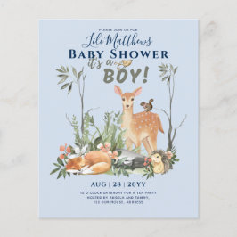 Flyer Boys Woodland Animals Forest Baby Shower invita