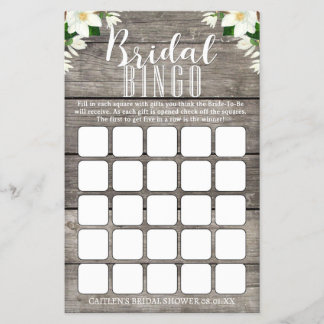 Flyer Bridal Bingo Magnolia Flor Rústica Ducha