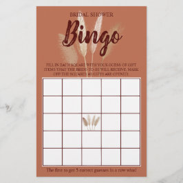 Flyer Bridal Shower Bingo Pampas Grasa Tarjeta de juego