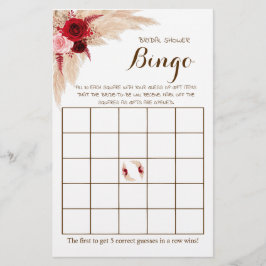 Flyer Bridal Shower Bingo Pampas Grasa Tarjeta de juego