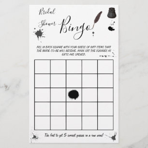 Flyer Bridal Shower Bingo   Tarjeta de juego Pen & Inkwe