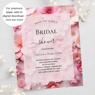 Flyer Bridal Shower color rosa negro flores invitación d