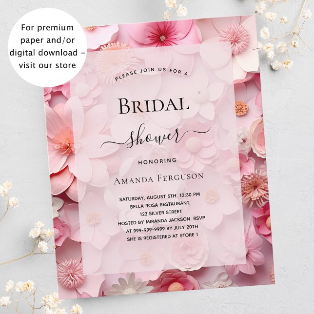 Flyer Bridal Shower color rosa negro flores invitación d (Subido por el creador)