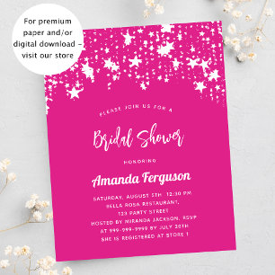 Flyer Bridal Shower estrellas rosa caliente invitación d