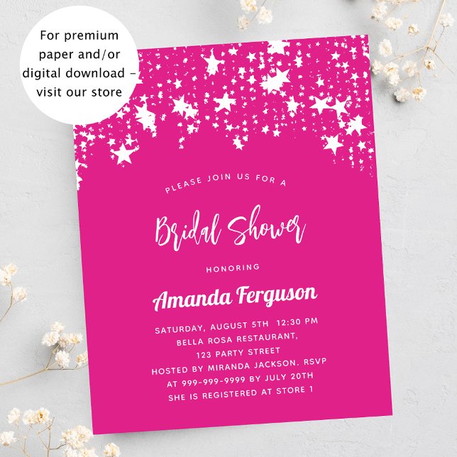 Flyer Bridal Shower estrellas rosa caliente invitación d (Subido por el creador)