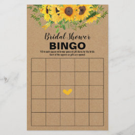 Flyer Bridal Shower Games Rústico Sunflowers Bingo Card