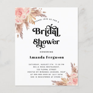 Flyer Bridal Shower pampas pasto rosa rubio presupuesto
