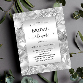 Flyer Bridal Shower plata invitación moderna de presupue