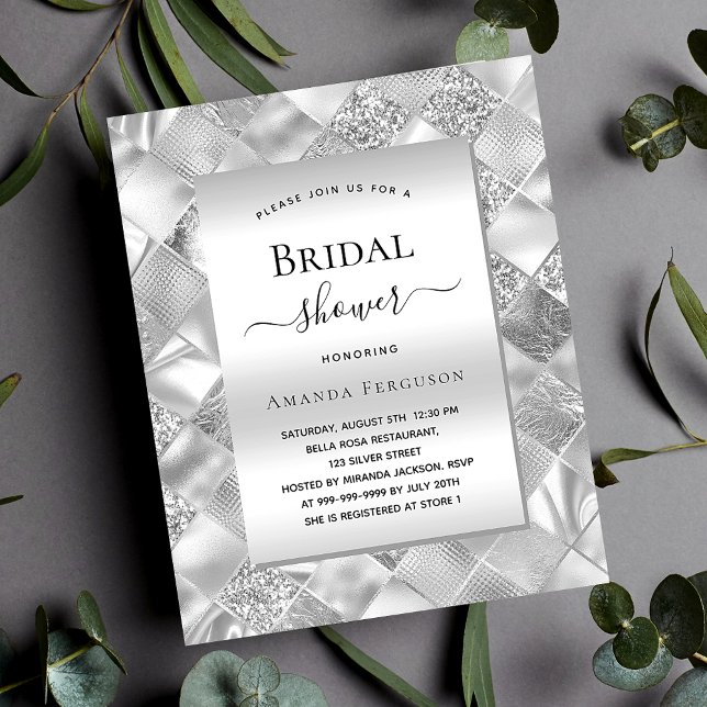 Flyer Bridal Shower plata invitación moderna de presupue (Subido por el creador)