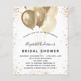 Flyer Bridal Shower purpurina de oro blanco globo presup