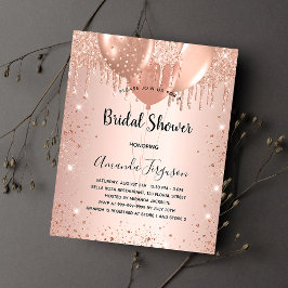 Flyer Bridal Shower rosa globos de oro presupuesto Invit