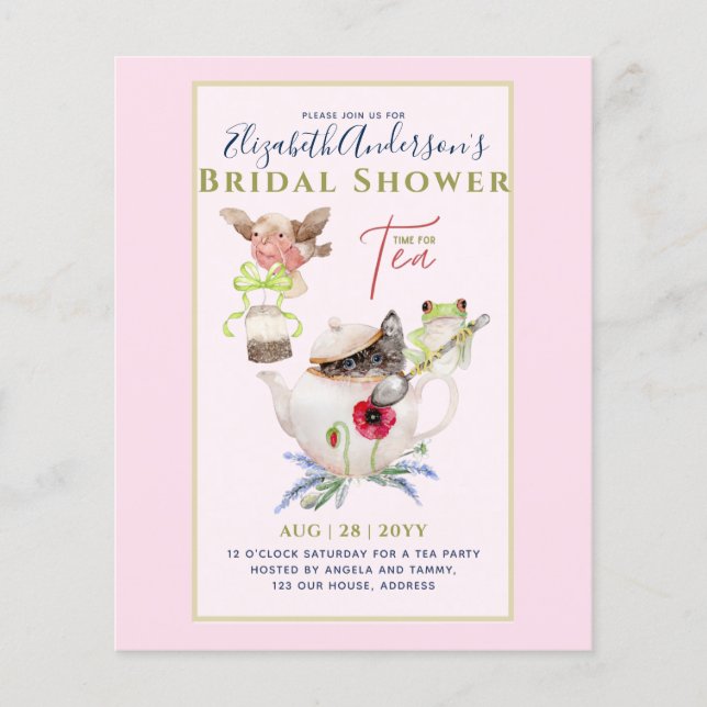 Flyer Bridal Shower Tea Party Invitaciones Divertidas (Frente)