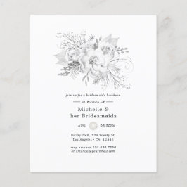 Flyer Bridesmaids Florales Blancas Invitación al almuerz