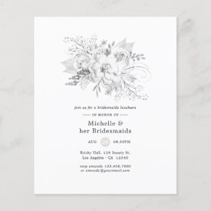 Flyer Bridesmaids Florales Blancas Invitación al almuerz