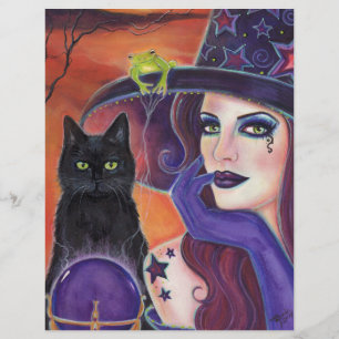 Flyer Bruja de hechizo mágico y gato por Renee Lavoie