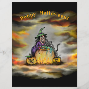 Flyer Bruja y gato negro, ¡Feliz Halloween!