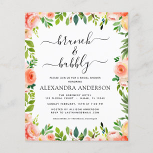 Flyer Brújula de coral de presupuesto y ducha de novia d