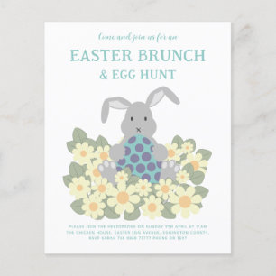 Flyer Brunch de Pascua y Huevos Cazan Bunny Floral Presu