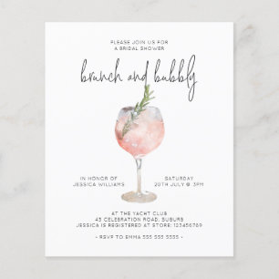 Flyer Brunch Elegante Rosa Presupuesto & Bridal Shower d