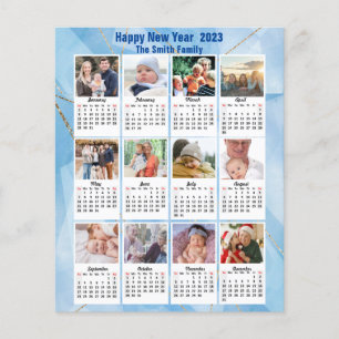 Flyer Budget 2023 Calendar Modern Family Photo Blue Card