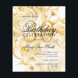 Flyer Budget 30th Birthday Floral Gold Invite<br><div class="desc">Elegant 30th Birthday Party Floral Gold invitation template.</div>