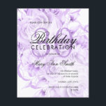 Flyer Budget 30th Birthday Floral Purple Invite<br><div class="desc">Elegant 30th Birthday Party Floral Purple invitation template.</div>