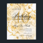 Flyer Budget 40th Birthday Floral Gold Invite<br><div class="desc">Elegant 40th Birthday Party Floral Gold invitation template.</div>