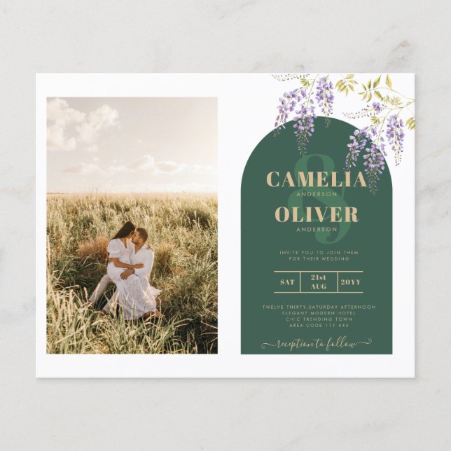 Flyer Budget All-in1 PHOTO Wedding Wisteria QR Code INV (Frente)