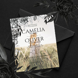 Flyer Budget Black Roses PHOTO OVERLAY Wedding Invite