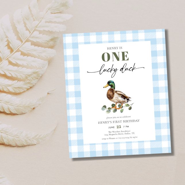 Flyer Budget Blue One Lucky Duck Boy Invitación de prime (Subido por el creador)