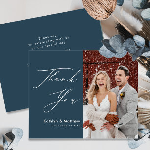 Flyer Budget Dusty Blue Elegant Script Wedding Thank You
