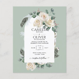 Flyer BUDGET Elegant White Roses Arch Wedding Invite