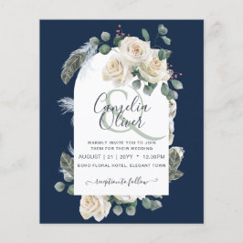 Flyer BUDGET Elegant White Roses Arch Wedding Invite