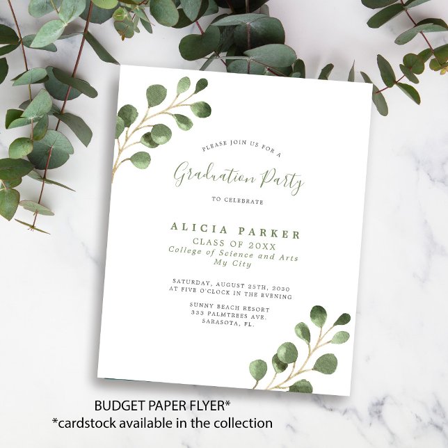Flyer Budget eucalyptus graduation party invitation (Subido por el creador)