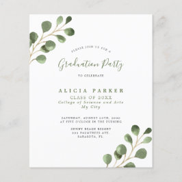 Flyer Budget eucalyptus graduation party invitation