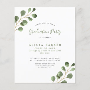Flyer Budget eucalyptus graduation party invitation