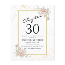 Budget Floral 30th Birthday Invitation