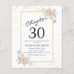 Flyer Budget Floral 30th Birthday Invitation<br><div class="desc">Sophisticated and elegant script birthday invitation. LOW BUDGET INVITATION FLYERS. *** PLEASE NOTE this budget option is a flyer (no envelopes included) hence the low price - The SATIN option is the thicker choice. The design has an additional text template on the rear (yes, added value!) for extra details such...</div>