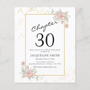 Flyer Budget Floral 30th Birthday Invitation