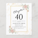 Flyer Budget Floral 40th Birthday Invitation<br><div class="desc">Sophisticated and elegant script birthday invitation. LOW BUDGET INVITATION FLYERS. *** PLEASE NOTE this budget option is a flyer (no envelopes included) hence the low price - The SATIN option is the thicker choice. The design has an additional text template on the rear (yes, added value!) for extra details such...</div>