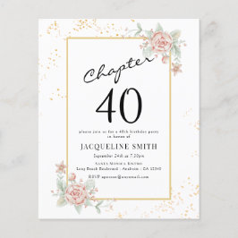 Flyer Budget Floral 40th Birthday Invitation