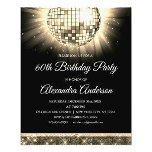 Flyer Budget Gold 60th Birthday Party Disco Ball