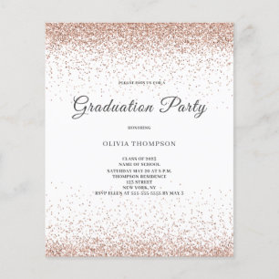 Flyer Budget Graduation Party Pink Glitter Invitation
