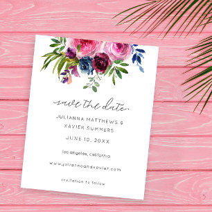 Flyer Budget Hot Pink & Navy Blue Save the Date